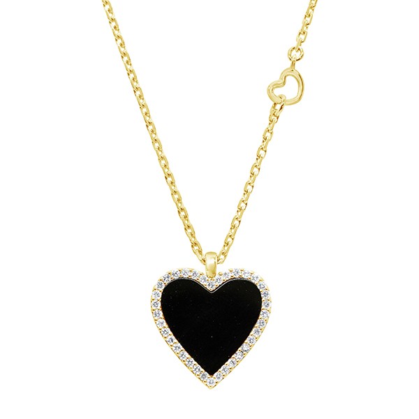 18K Malachite Diamond Heart Pendant on Chain